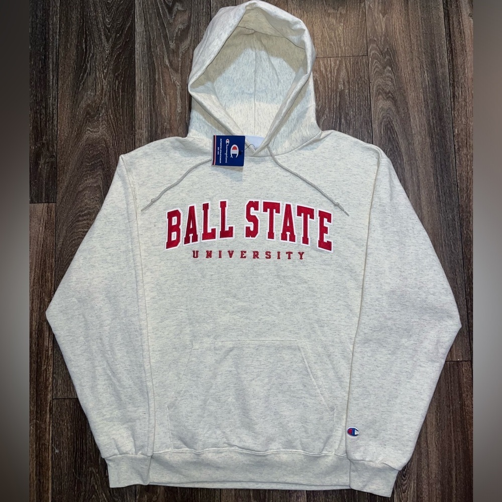 Champion Gray Hoodie with Red Print